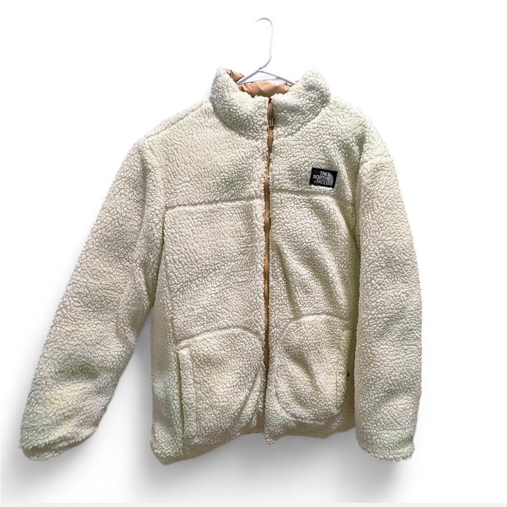 The North Face Cream Sherpa Puffer Jacket reversible